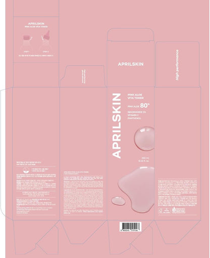 Pink Aloe Vita Toner | Calms and Soothes Redness, Smoothens, and Controls Excess Sebum | 80% Pink Aloe Vera Water | Hydrating, Non-Sticky | Clean & Vegan Korean Skin Care (8.45 Fl.Oz)
