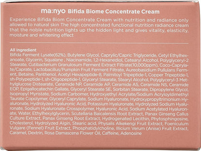 Bifida Biome Concentrate Cream Facial Moisturizing Cream with Hyaluronic Acid, Ceramide, for Women Skin Care, Natural Korean Skin Care 1.69 Fl Oz (50Ml)