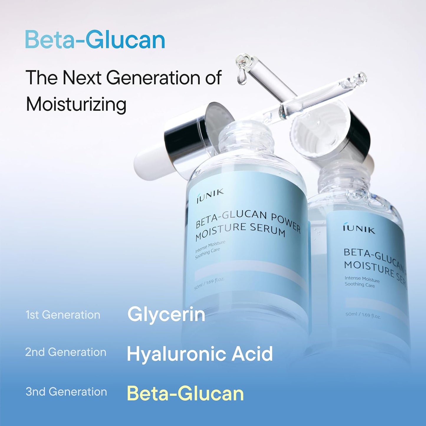 Beta-Glucan Power Deep Moisture Vegan Serum Intense Hydration Mushroom Yeast Extracts Naturally-Derived - Dry Mature Sagging Sensitive Skin Cell Regenerating Lifting Korean Skincare