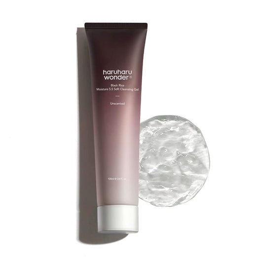 Wonder Black Rice Moisture 5.5 Soft Cleansing Gel, 3.4 Fl.Oz, Gentle Face Wash for Dry to Normal Skin, Low 5.5Ph, Soap Free, Hydrating, Fragrance Free, Daily Use, Korean Skincare