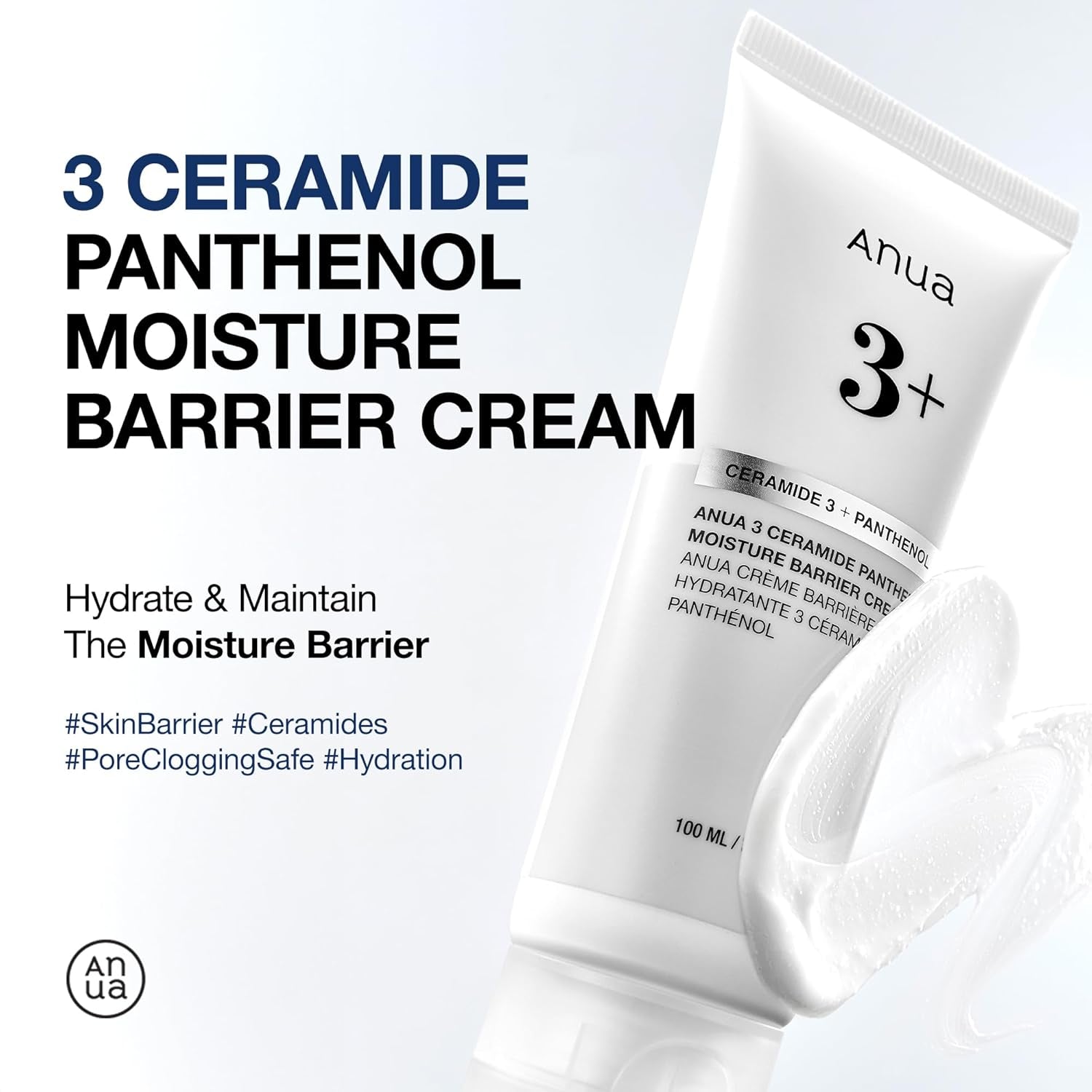 3 Ceramide Panthenol Moisture Barrier Cream, Hydrating Face Moisturizer for Normal Skin, Panthenol, Ceramide, Centella for Skin Barrier Non Comedogenic, Korean Skincare (100Ml/ 3.38 Fl. Oz.)