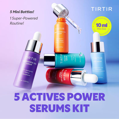 5 Actives Power Serums Kit – Korean Skin Care Set with Vitamin C, Niacinamide, Azelaic & Hyaluronic Acid, Hydrating Serum, Radiance Boost, Nourishment, Travel Essentials, Skincare Gift