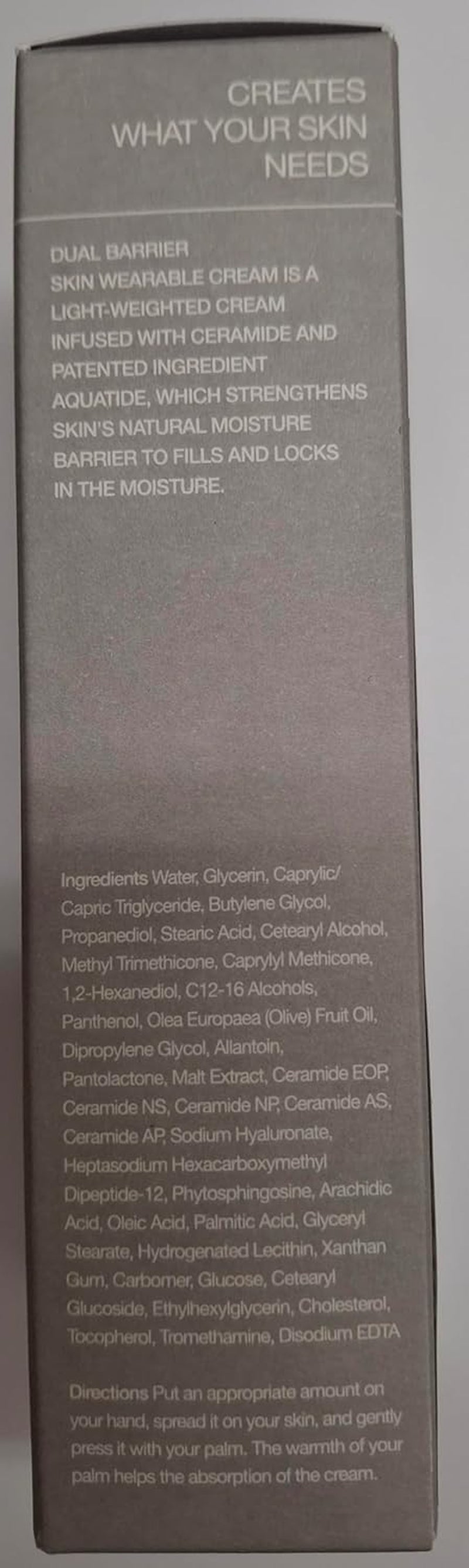 Dual Barrier Skin Wearable Cream | Long Lasting Cream Face Moisturizer with Ceramides, Hyaluronic Acid, Moisturizing, Hydrating, Soothing, Repairing, Day & Night Cream, 50Ml