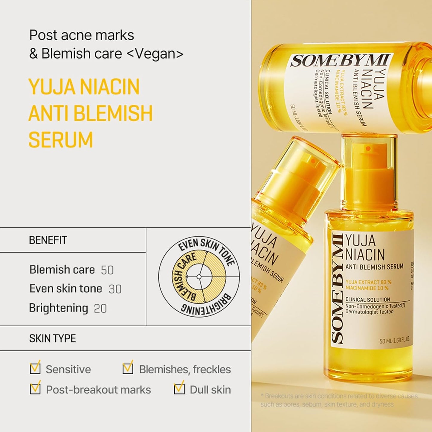 Yuja Niacin anti Blemish Serum – 1.69Oz, 50Ml – Korean 10% Niacinamide & Vitamin C Serum to Brighten Dull-Looking Skin – Dark Spot Remover for Pigmentation & Melasma – Korean Skin Care