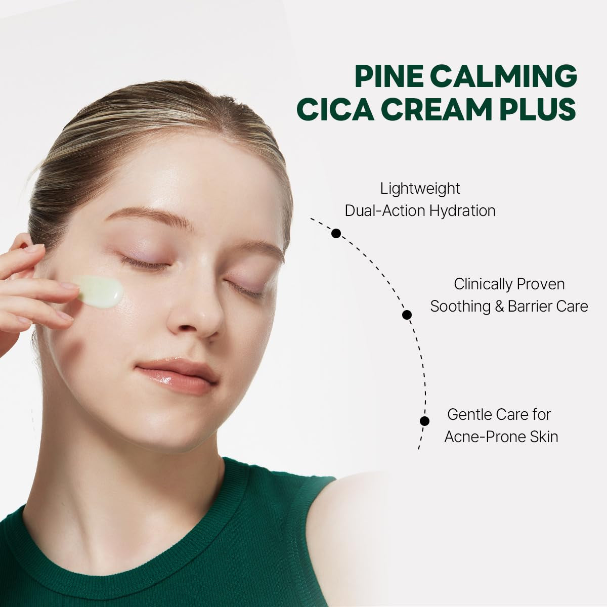 Pine Cica Calming Cream plus 60Ml – Dual-Texture Soothing Cream for Blemish Care, Acne-Prone Skin Safe, Sebum & Oil Control, Intensive Calming, Strengthens Skin Barrier, Clear & Calm Finish