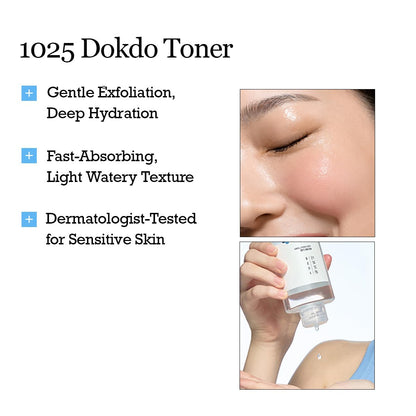 1025 Dokdo Toner 6.76 Fl Oz, Oil Control and Reduces Excess Sebum, Gentle Exfoliating Facial Toner, Deep Sea Water for Moisturization, Soft Finish without Stickiness, Korean Skin Care