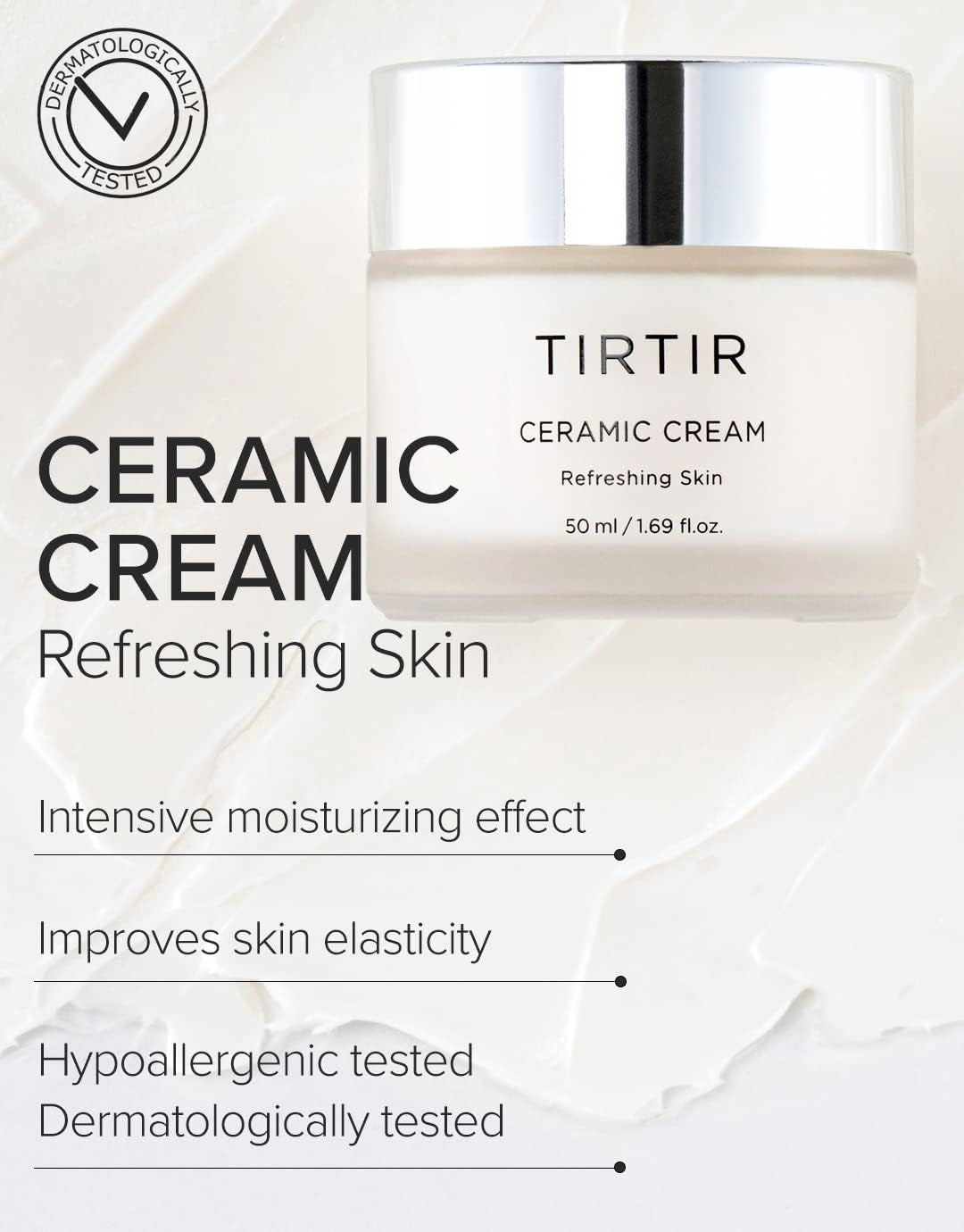 Natural Ceramide Cream | Deep Moisturizer for Glass Skin, Polyglutamic Acid, Centella Asiatica Extract, Skin Barrier, Lightweight, Mild, Nature Derived Ingredients, Dry Skin, Korean Skincare
