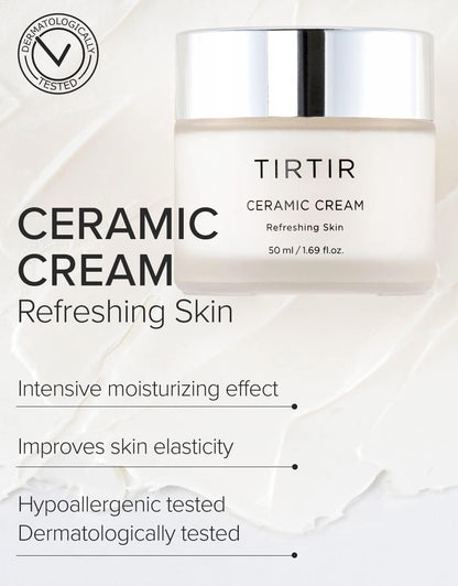Natural Ceramide Cream | Deep Moisturizer for Glass Skin, Polyglutamic Acid, Centella Asiatica Extract, Skin Barrier, Lightweight, Mild, Nature Derived Ingredients, Dry Skin, Korean Skincare