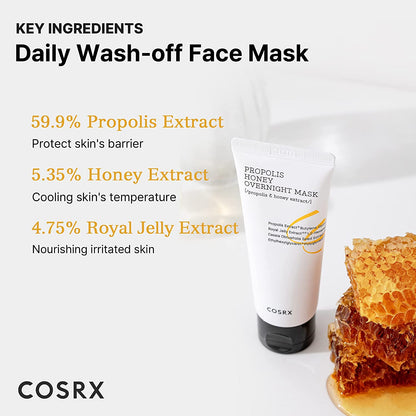 Full Fit Propolis Honey Overnight Mask | 2.03 Fl.Oz / 60Ml | Propolis Extract 87% | Korean Skin Care, Cruelty Free, Paraben Free