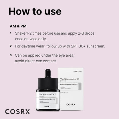 15% Niacinamide Face Serum, 0.67 Fl Oz, Pore Minimizer Serum for Face, Even Skin Tone, Korean Skin Care