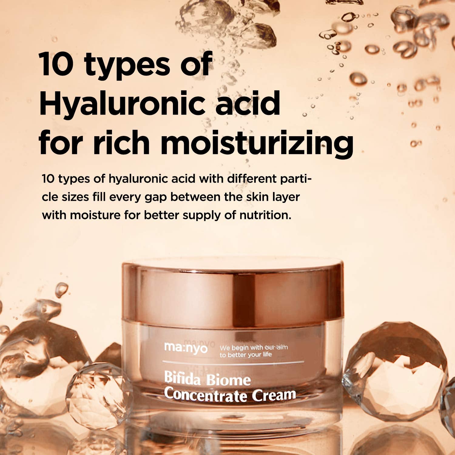 Bifida Biome Concentrate Cream Facial Moisturizing Cream with Hyaluronic Acid, Ceramide, for Women Skin Care, Natural Korean Skin Care 1.69 Fl Oz (50Ml)