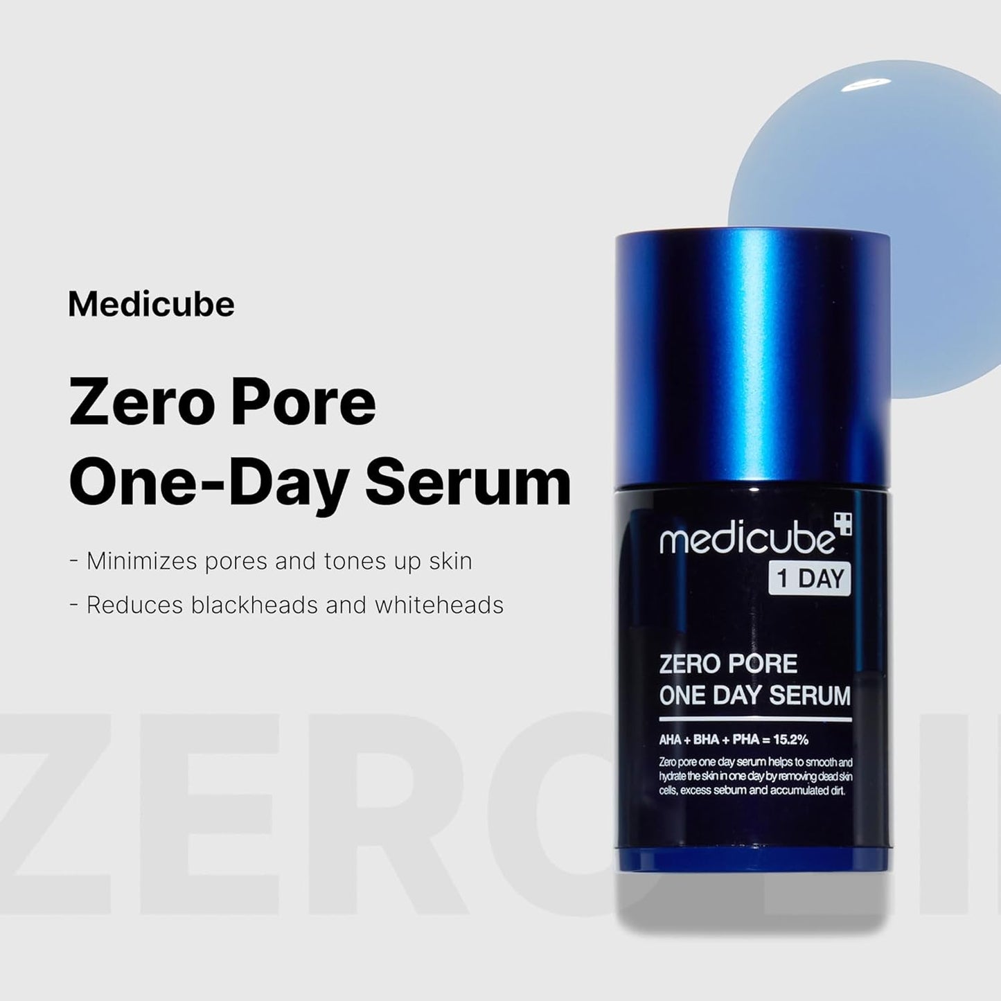 Zero Pore One-Day Serum 1.01 Fl.Oz - Overnight Resurfacing Serum with Pore Tightening Complex - 15.2% AHA+BHA+PHA & 2% Niacinamide - 10.8% Reduction in Pore Appearance after One Day of Use