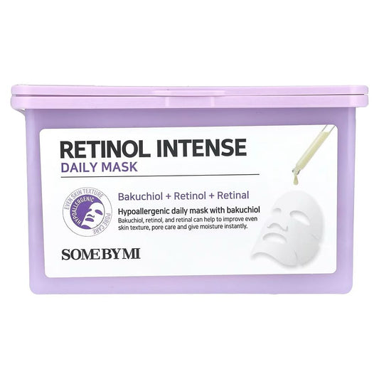Retinol Intense Daily Mask - 30 Sheets, 11.8Oz - Mild Korean Retinol Vegan Face Sheet Mask for Glass Skin Routine - Skin Texture, Elasticity and Aging Sign Care - Korean Skin Care