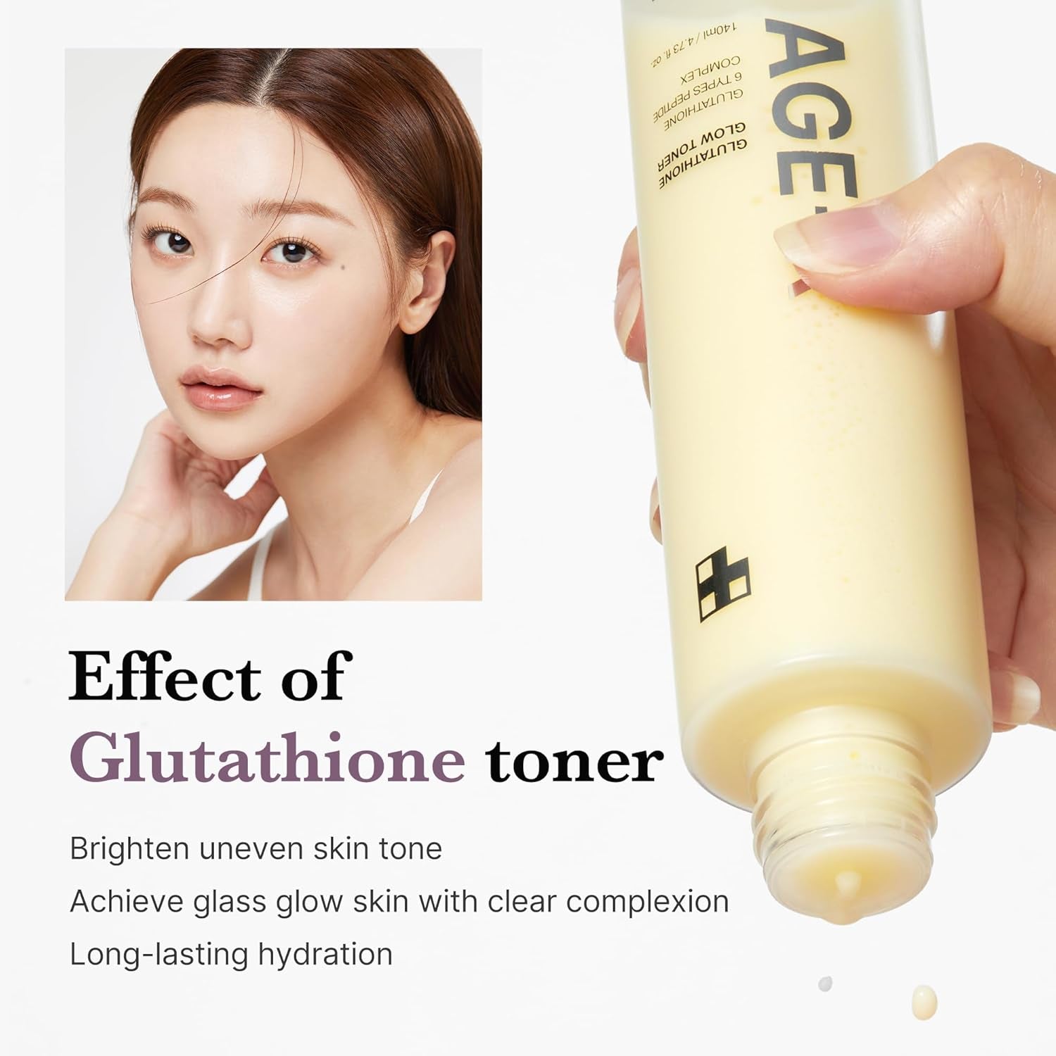 Age-R Glutathione Glow Milky Toner, Low-Irritation Double Layer Toner for Glass Glow Skin with Peptide, Even Skin Tone, Radiance, Hydration, Korean Skincare