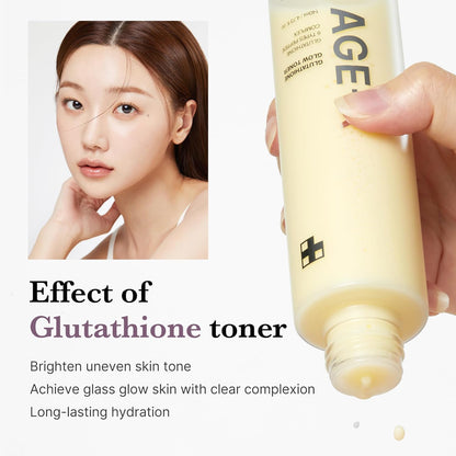 Age-R Glutathione Glow Milky Toner, Low-Irritation Double Layer Toner for Glass Glow Skin with Peptide, Even Skin Tone, Radiance, Hydration, Korean Skincare