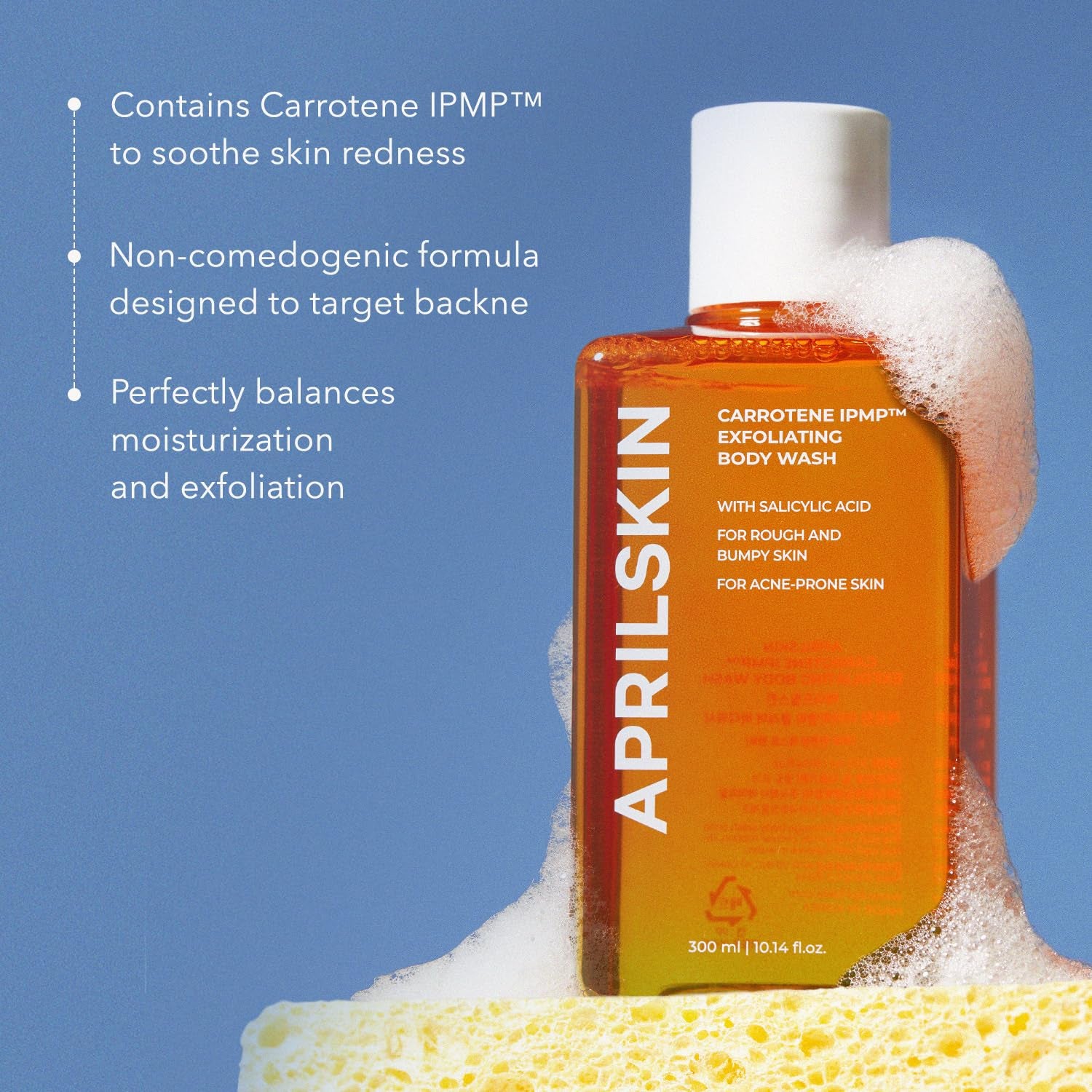 Carrotene IPMP™ Exfoliating Body Wash | Salicylic Acid Body Wash Improve Rough & Bumpy Skin, Body Acne, Keratosis Pilaris with Niacinamide & Ceramides | Vegan & Cruelty-Free | 10.14 Fl.Oz