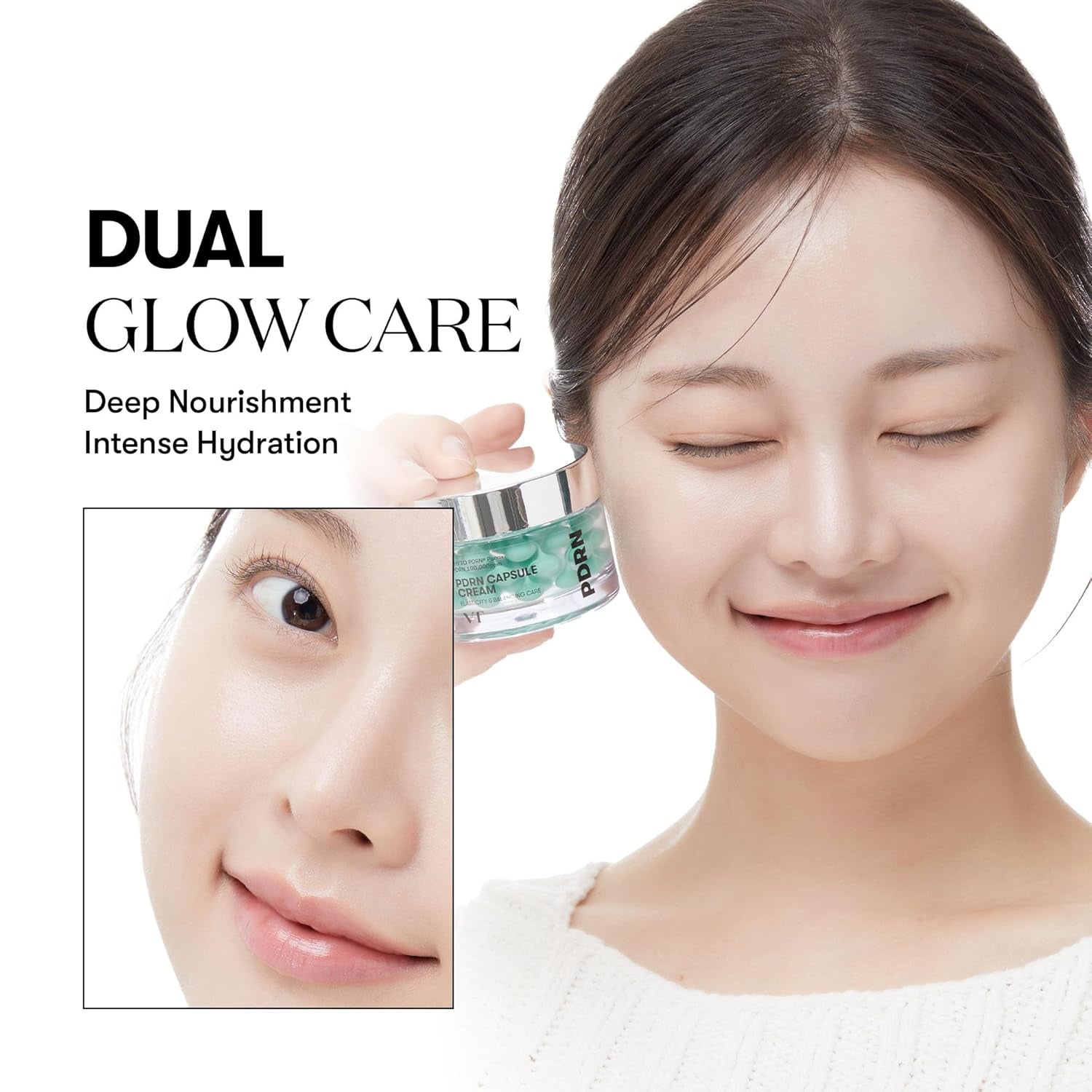 PDRN Capsule Cream 100, Hydrating Face Moisturizer with 100,000Ppm PDRN, Hyaluronic Acid, 9 Peptides, Firming & Plumping Nourishing Cream, Korean Skin Care (1.69 Fl. Oz.)