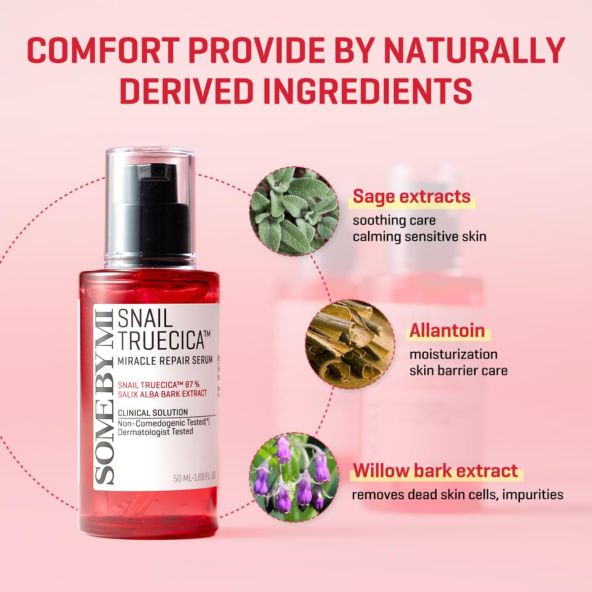 Snail Trucica Miracle Repair Serum - 1.69Oz, 50Ml - Made from Snail Mucin for Sensitive Skin - Daily Repair Face Serum for Post Acne Marks and Strengthen Skin Barrier - Korean Skin Care