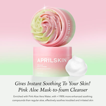 Pink Aloe Facial Polish Cleanser | Gentle Exfoliation with Mungbean & Soybean Scrub | Removes Waterproof Makeup & Sunscreen | Non-Comedogenic Cleanser for All Skin Types | Korean Skincare