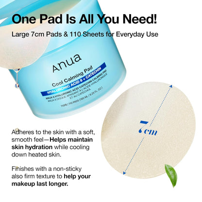 8 Hyaluronic Acid Catechin Calming Pad, Pore Care & Cooling Effect with Korean Toner Pad, Quick & Easy Hydrating Daily Face Mask, Makeup Prep Routine, Korean Skin Care (185Ml,110 Pads)