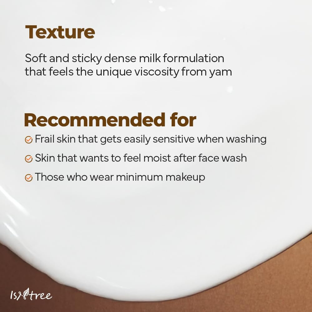 Yam Root Vegan Milk Cleanser 220Ml, 7.43 Fl.Oz | Korean Facial Cleanser for Sensitive Skin | Rich & Creamy Texture | Hydrating & Mild | Vegan & Cruelty-Free Skincare