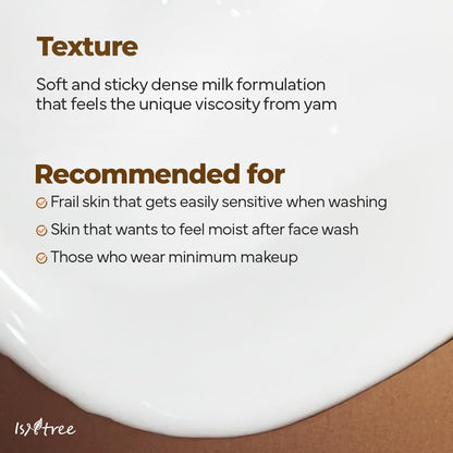 Yam Root Vegan Milk Cleanser 220Ml, 7.43 Fl.Oz | Korean Facial Cleanser for Sensitive Skin | Rich & Creamy Texture | Hydrating & Mild | Vegan & Cruelty-Free Skincare