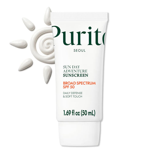 Sun Day Adventure Korean Sunscreen Smoothest and Lightest Texture Broad Spectrum SPF 50 UVA & UVB Protection No White Cast Oil Free for All Skin Types Vegan Daily Skin Care 50Ml, 1.69 Fl.Oz