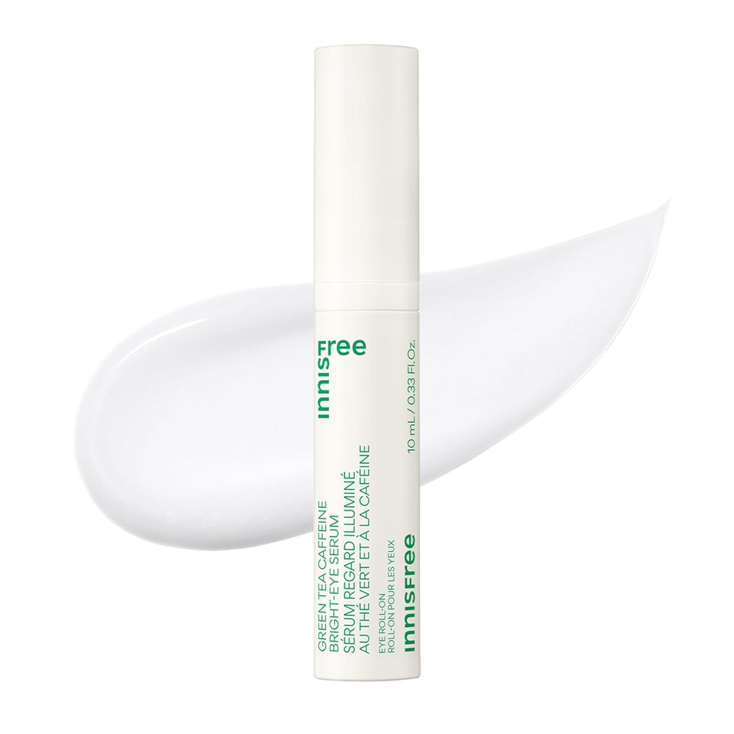Green Tea Caffeine Depuffing Eye Serum with Niacinamide, Cooling Korean Eye Roll-On for Hydration and Brightening