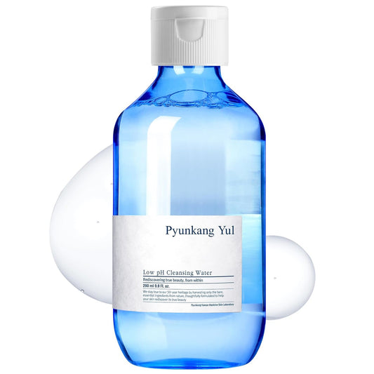 PKY Low Ph Cleansing Water Makeup Remover Face Cleanser with Witch Hazel and AHA - Cica, Tea Tree Extract Natural Ingredients Ceramide Micellar Water 9.8 Fl Oz