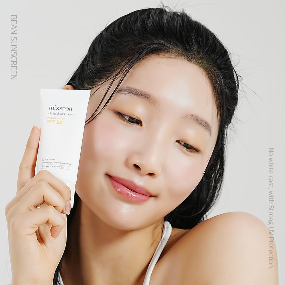 Bean Sunscreen 1.69 Fl. Oz. / 50Ml SPF 50 Airy Texture Type Lightweight No White Cast for Face Korean Glass Skin Care