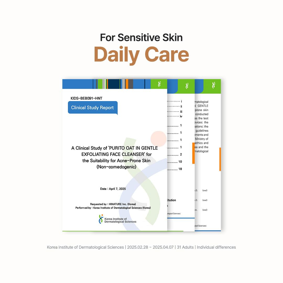 Oat Exfoliating Facial Polish Cleanser - Hydrating Daily Face Wash with Gentle Scrub Clay Pore Minimizing Panthenol, Oat Seed Water Vegan, Non-Comedogenic Korean Skin Care 5.07 Fl.Oz