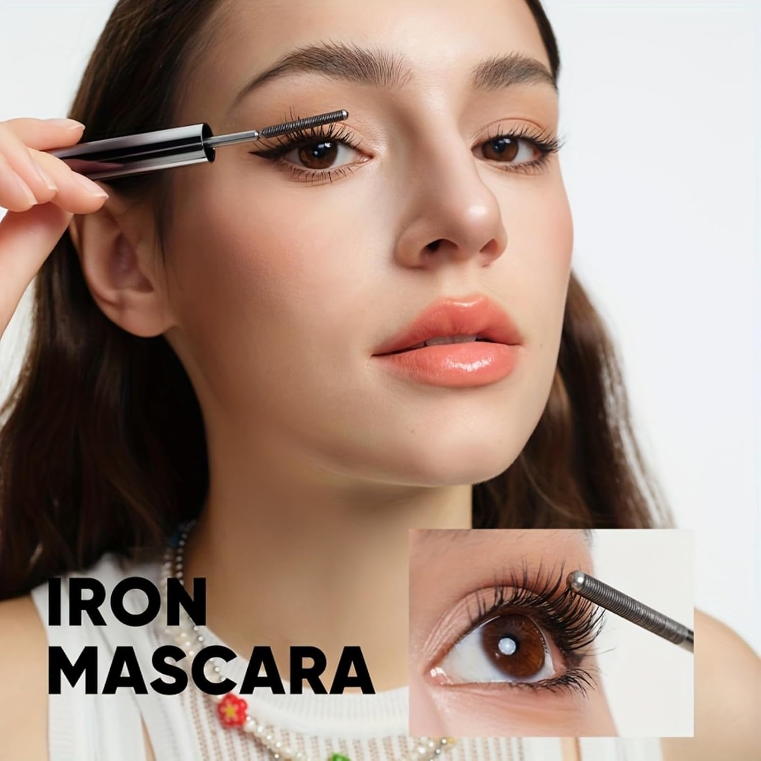 3D Curling Eyelash Iron Mascara -Waterproof, Volumizing and Lengthening, Smudge-Proof, Clump-Free, Ultra Fine, Black & Brown Tubing Mascara, Classic & Upgraded Edition, Suitable for All Types