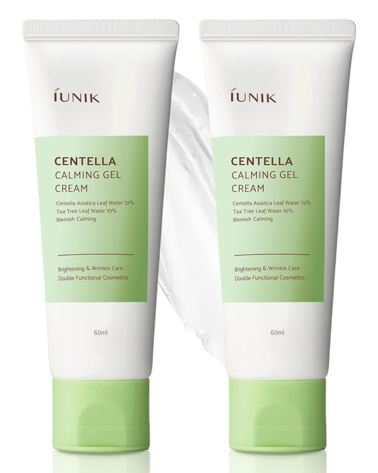 Centella 70% Calming Gel Cream Vegan Non-Sticky Moisturizing Blemish Care W/Centella Asiatica Tea Tree 10% Soothes Acne Rosacea Oily & Sensitive Skin Korean Skincare BOGO 1+1