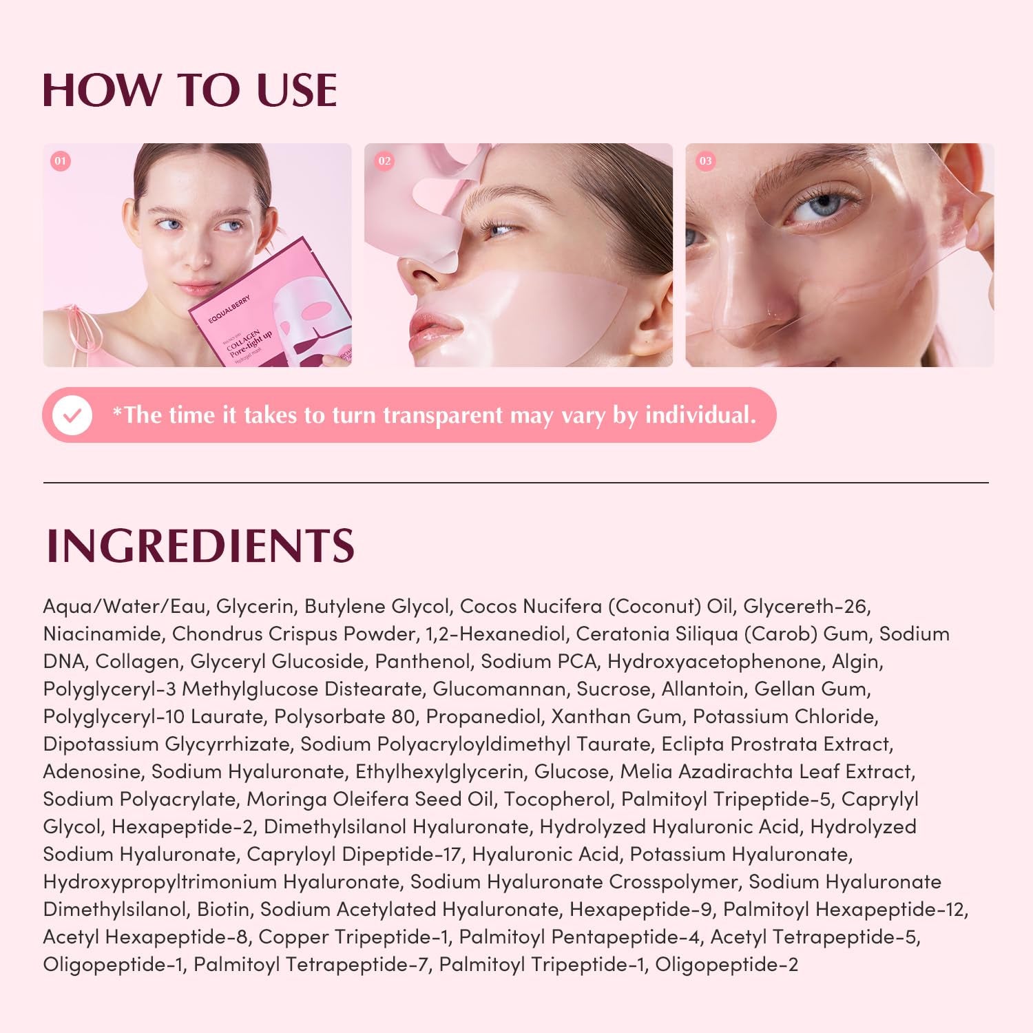Collagen Pore-Tight up Mask - PDRN & Low Molecular Collagen for Pore Minimizing and Firming | Korean Collagen Face Mask for Glass Skin, 4 Sheets, 1.01 OZ.