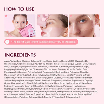 Collagen Pore-Tight up Mask - PDRN & Low Molecular Collagen for Pore Minimizing and Firming | Korean Collagen Face Mask for Glass Skin, 4 Sheets, 1.01 OZ.