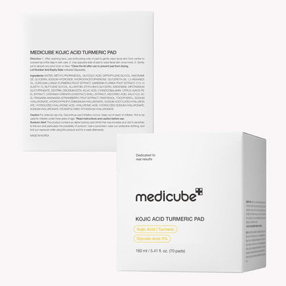 Kojic Acid Turmeric Clarifying Toner Pad for Troubled Skin & Use after Spot Care | Soothing & Calming with Kojic Acid, Turmeric, Niacinamide, and Glycolic Acid | Korean Skin Care, 70 Pads