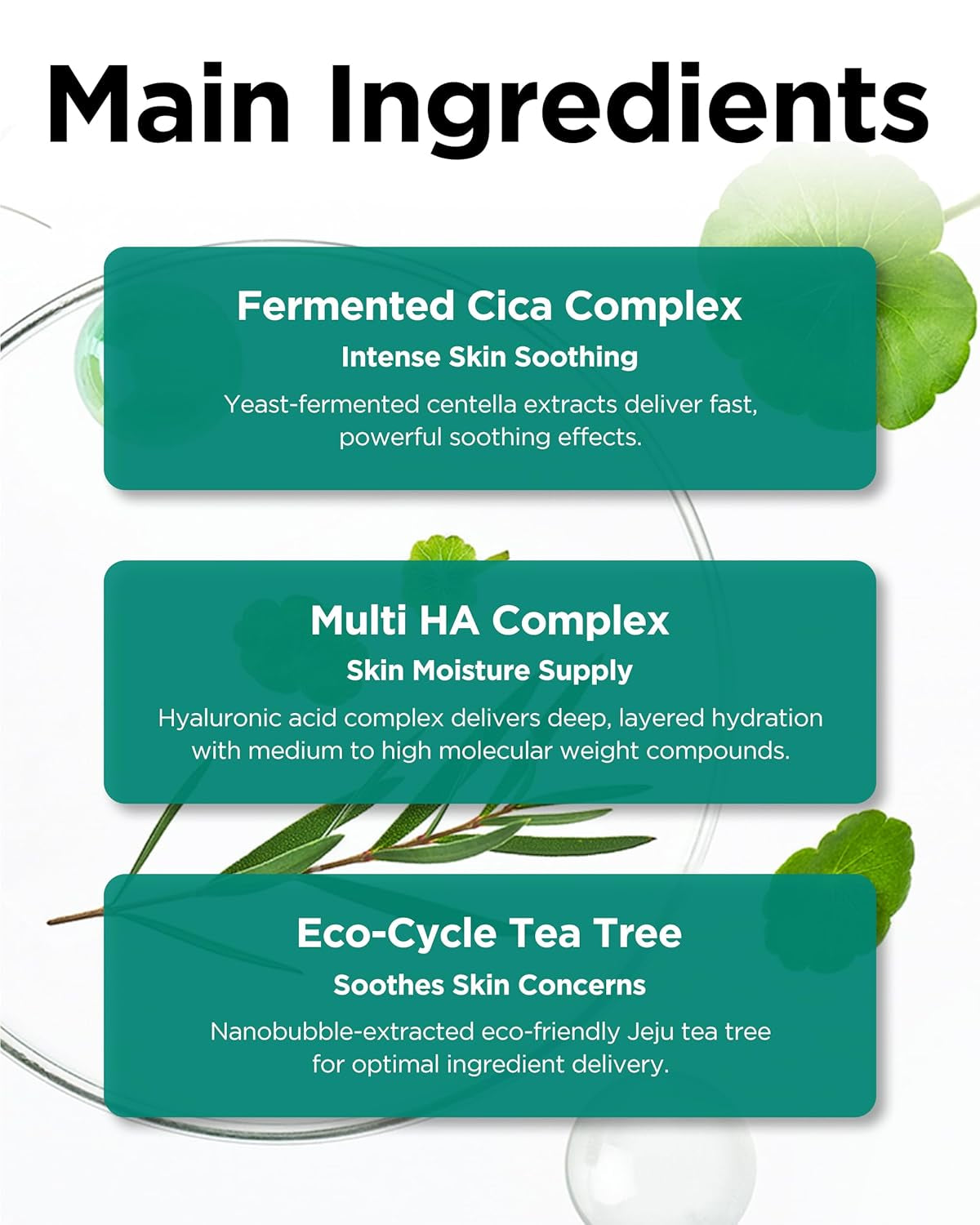 Cica Calming Serum – Korean Vegan Soothing Face Serum with Cica, Tea Tree & Hyaluronic Acid – Lightweight Hydrating Formula for Sensitive Skin, 24-Hour Moisture, Non-Greasy, 1.01 Fl.Oz.