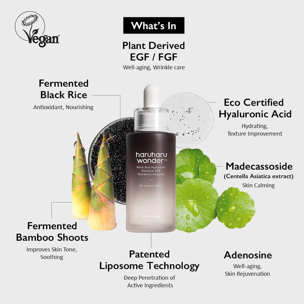 Wonder Black Rice Botanical 2GF Ampoule 1 Fl.Oz / 30Ml | Facial Serum, EGF Serum, Anti-Aging Serum, Wrinkle Care | Cruelty Free, Ewg-Green