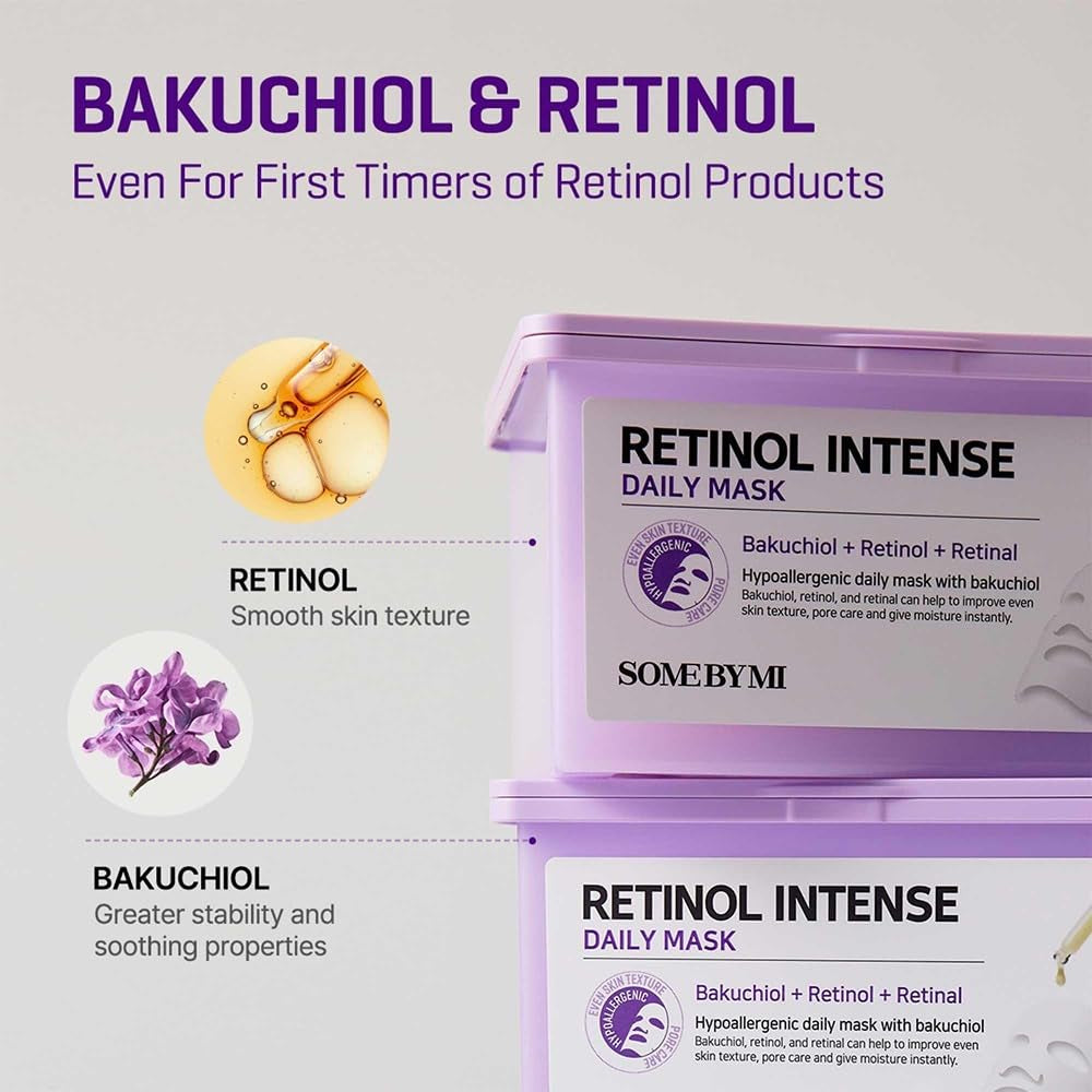 Retinol Intense Daily Mask - 30 Sheets, 11.8Oz - Mild Korean Retinol Vegan Face Sheet Mask for Glass Skin Routine - Skin Texture, Elasticity and Aging Sign Care - Korean Skin Care