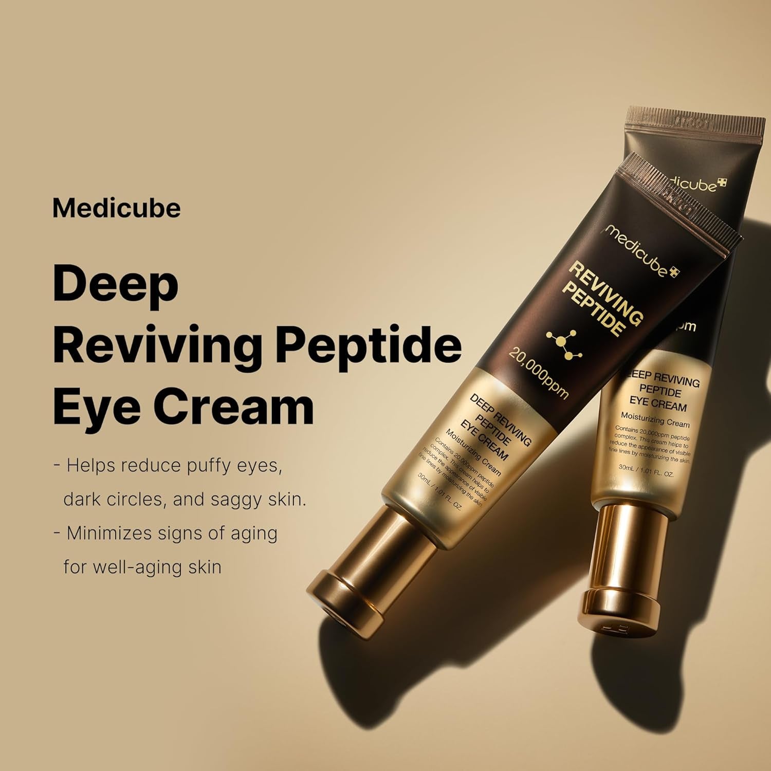 Deep Reviving Peptide Eye Serum 1.01 Fl. Oz., | Eye Treatment Serum with Quadruple Peptides, Niacinamide, and Squalane | Reduces Signs of Aging and Fine Lines