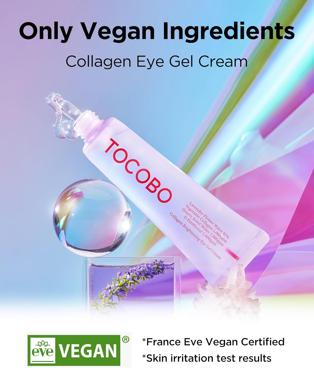 Collagen Brightening Eye Gel Cream – Korean Vegan under Eye Treatment for Dark Circles & Puffy Eyes – Lightweight, Hydrating Formula with Niacinamide & Lavender – Brightens Fine Lines, 1Oz