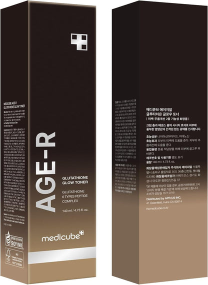 Age-R Glutathione Glow Milky Toner, Low-Irritation Double Layer Toner for Glass Glow Skin with Peptide, Even Skin Tone, Radiance, Hydration, Korean Skincare