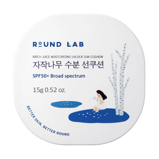 Birch Juice Moisturizing UV Lock Sun Cushion, SPF50+ Broad Spectrum, 0.52 Oz | Mineral Sunscreen for Sensitive Skin, Clean, Non-Toxic UV Protection for On-The-Go, Moisturizing&No White Cast