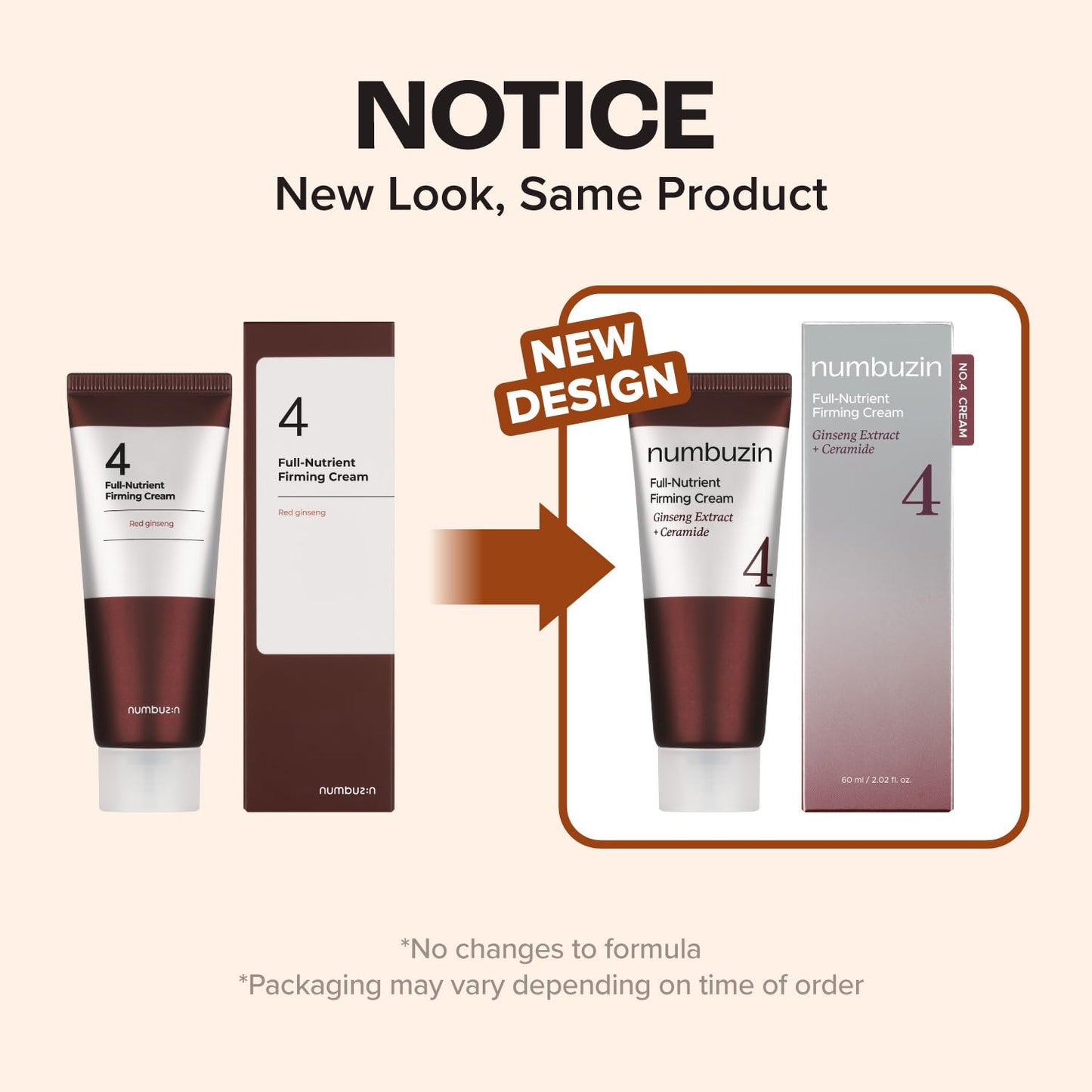 No.4 Cream | Full-Nutrient Firming Cream | Skin Elasticity, Wrinkle Care, Anti-Aging, Deeply Nourishing, Hydration | Red Ginseng, Panthenol, Niacinamide, Bifida | 2.02 Fl. Oz.