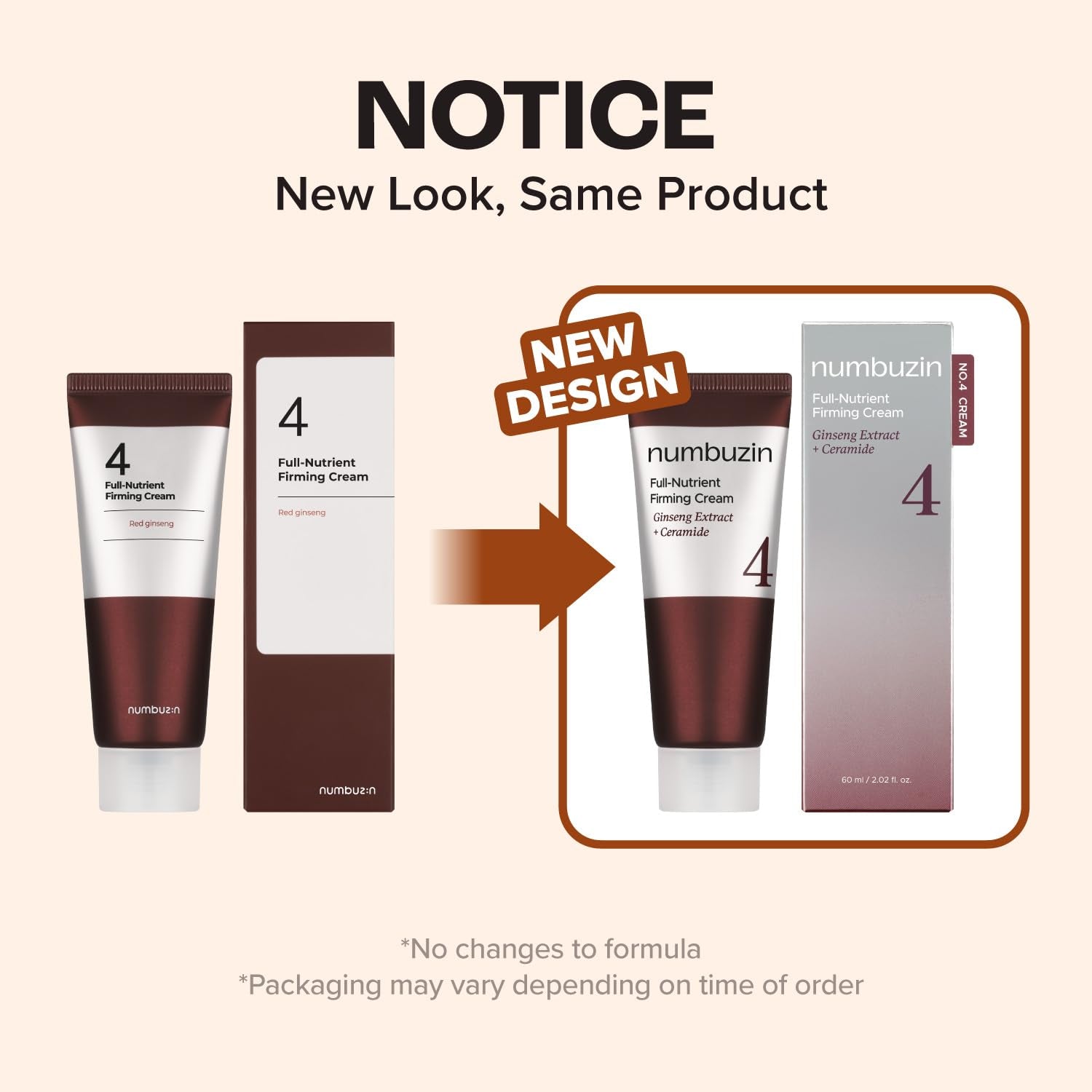 No.4 Cream | Full-Nutrient Firming Cream | Skin Elasticity, Wrinkle Care, Anti-Aging, Deeply Nourishing, Hydration | Red Ginseng, Panthenol, Niacinamide, Bifida | 2.02 Fl. Oz.
