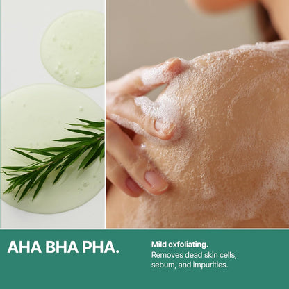 AHA BHA PHA 30 Days Miracle Acne Clear Body Cleanser - 13.5Oz, 400Ml - Daily Exfoliating Tea Tree Acne Body Wash with Salicylic Acid - Deep Cleanses Sebum and Impurities - Korean Skin Care