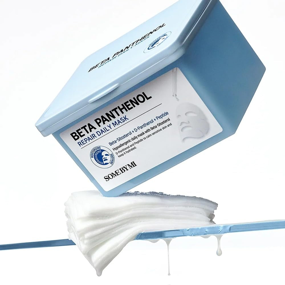 Beta-Panthenol Repair Daily Mask - 30 Sheets, 11.8Oz - Daily Vegan Korean Face Sheet Mask for Skin Barrier Recovery - Hydrating and Moisturizing Skin Care with Panthenol - Korean Skin Care
