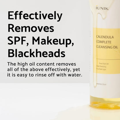 Calendula & Jojoba Oil-Infused Vegan Cleansing Oil – Gentle Blackhead Melting & Makeup Remover Facial Cleanser W/Plant-Based Oils Korean Skincare