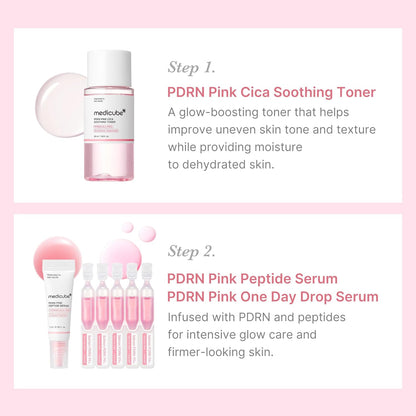 Salmon DNA PDRN Trial Kit | Glass Glow Mini Skincare Set with Toner, Serum & Sheet Mask for Hydrating, Firming, Moisturizing |Gift & Travel Essentials for Women & Girls | Korean Skincare