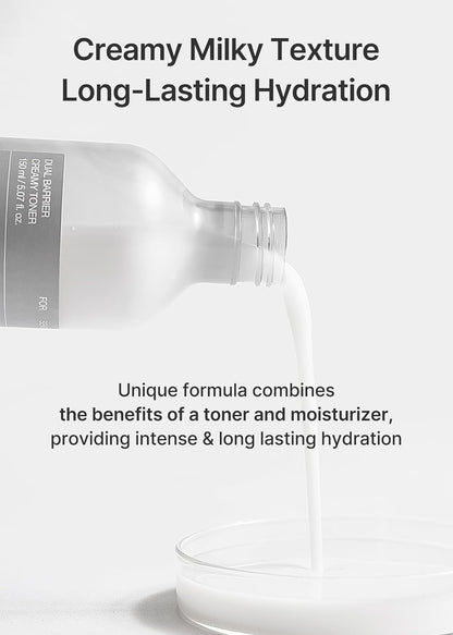 Dual Barrier Creamy Toner | with Ceramides, Peptide, Oil & Alcohol Free, Facial Astringent, Hydrating, Calming, Soothing, Non Irritating,150Ml